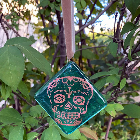 Calavera 2.25" Fused Glass Ornament