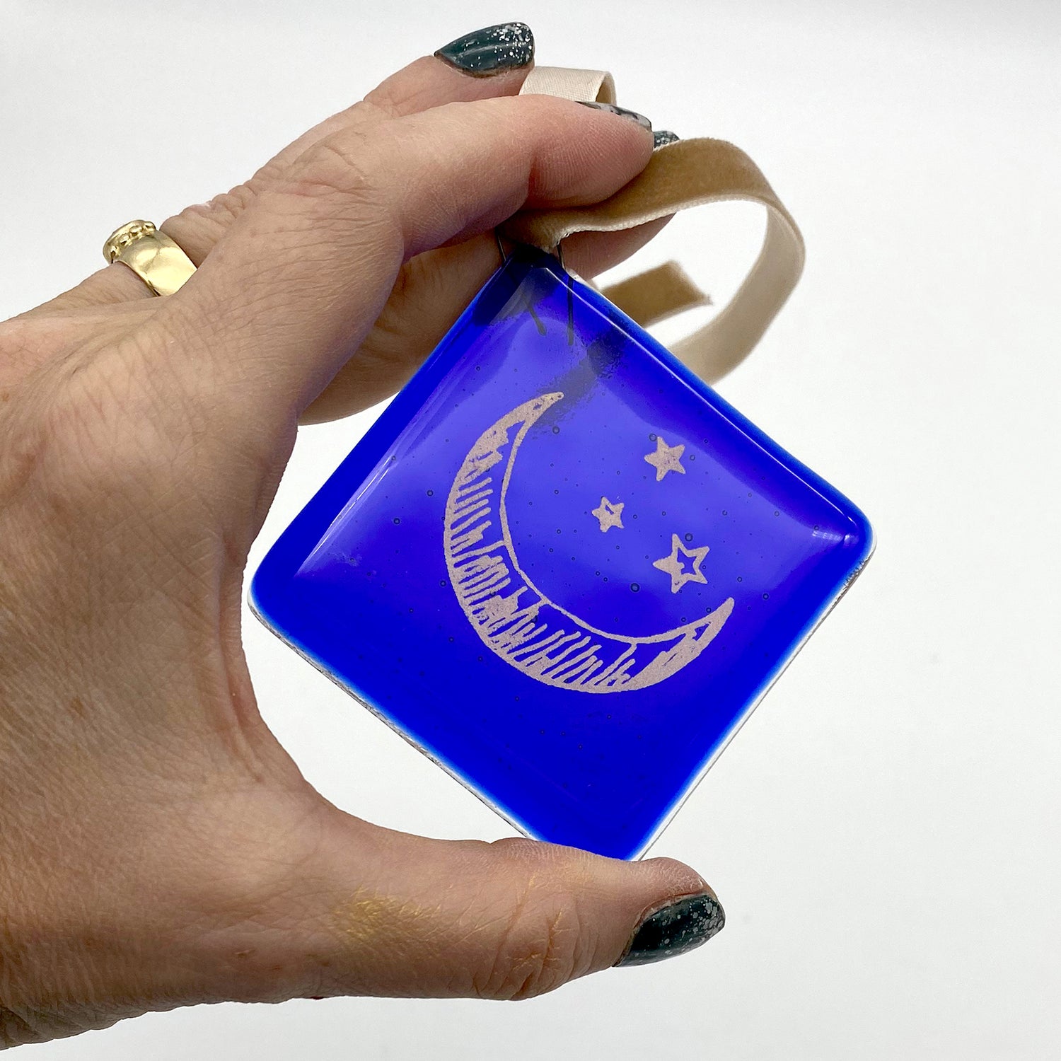 Half Moon 2.25" Fused Glass Ornament