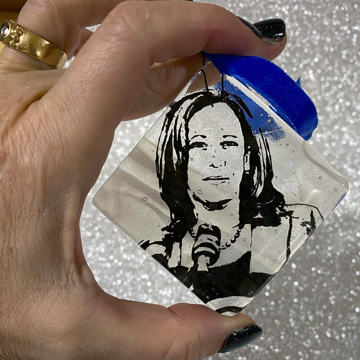 Kamala Harris 2.25" Fused Glass Ornament