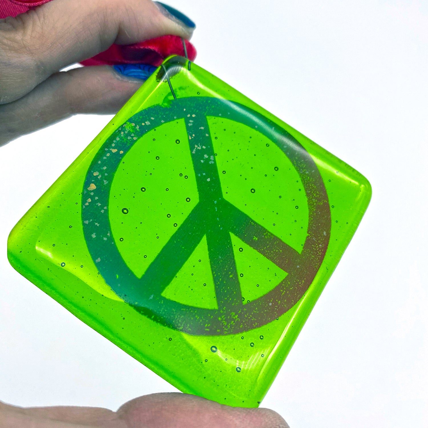 Rainbow Peace 2.25" Fused Glass Ornament