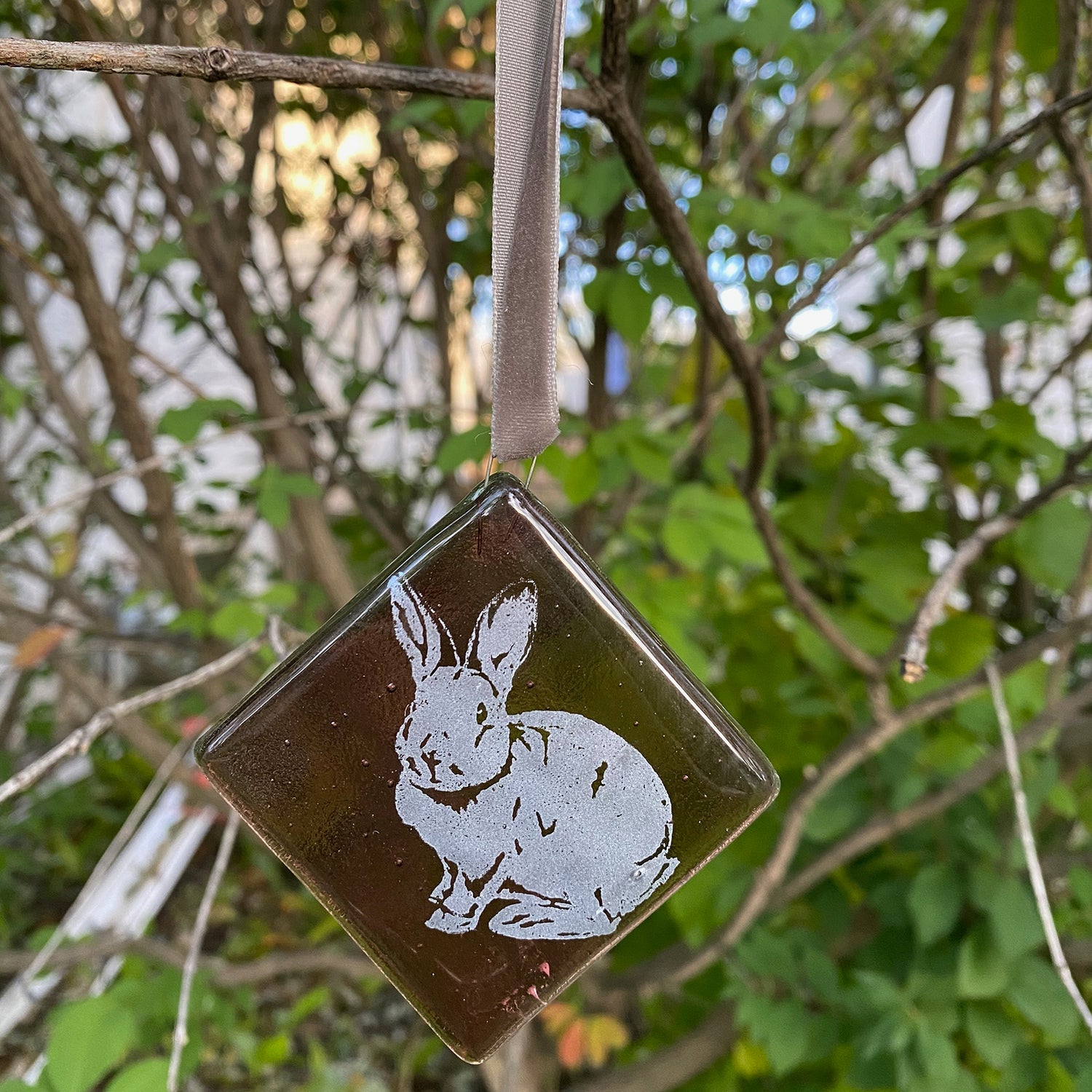 Rabbit 2.25" Fused Glass Ornament