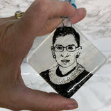 Ruth Bader Ginsburg RBG 2.25" Fused Glass Ornament