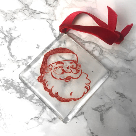 Vintage Santa 2.25" Fused Glass Ornament