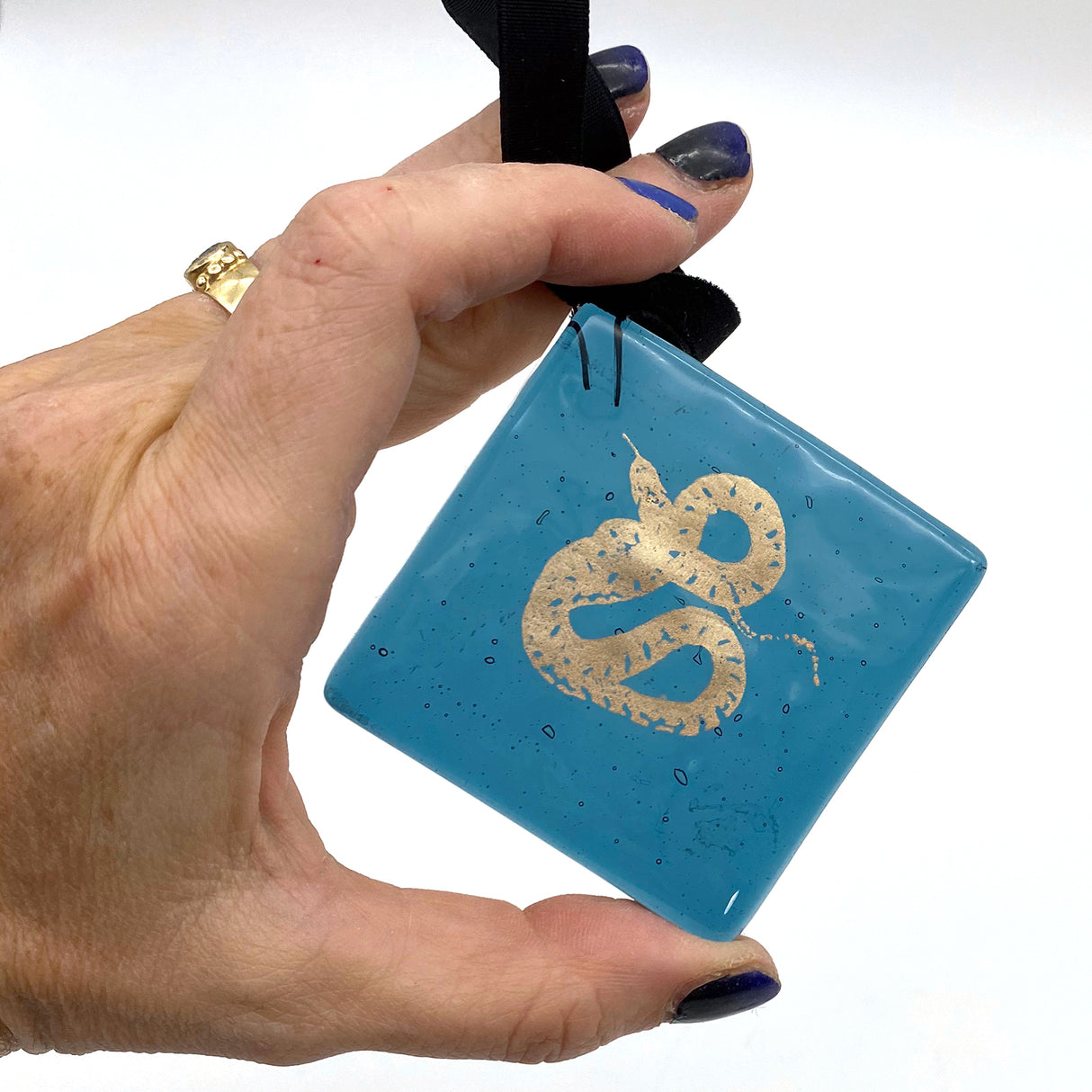 Snake 2.25" Fused Glass Ornament