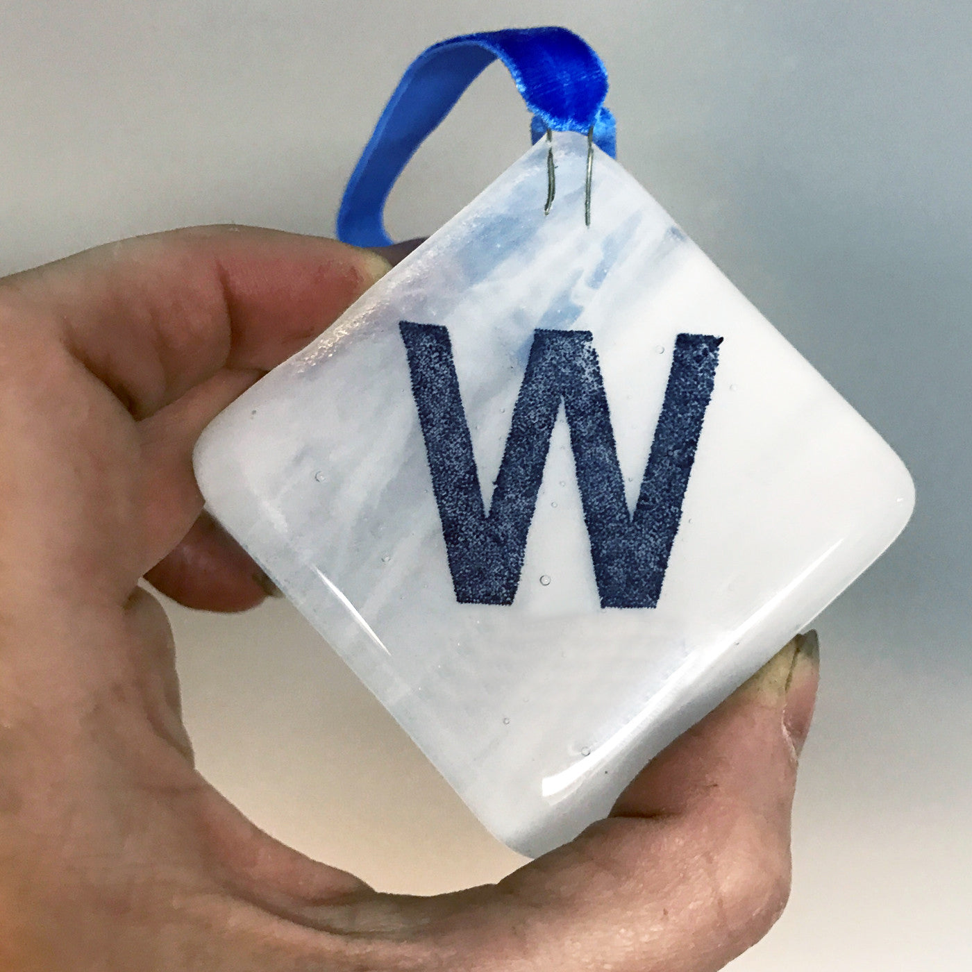 Chicago W 2.25" Fused Glass Ornament