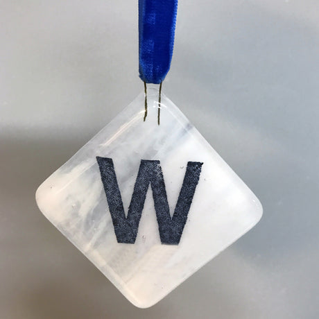 Chicago W 2.25" Fused Glass Ornament