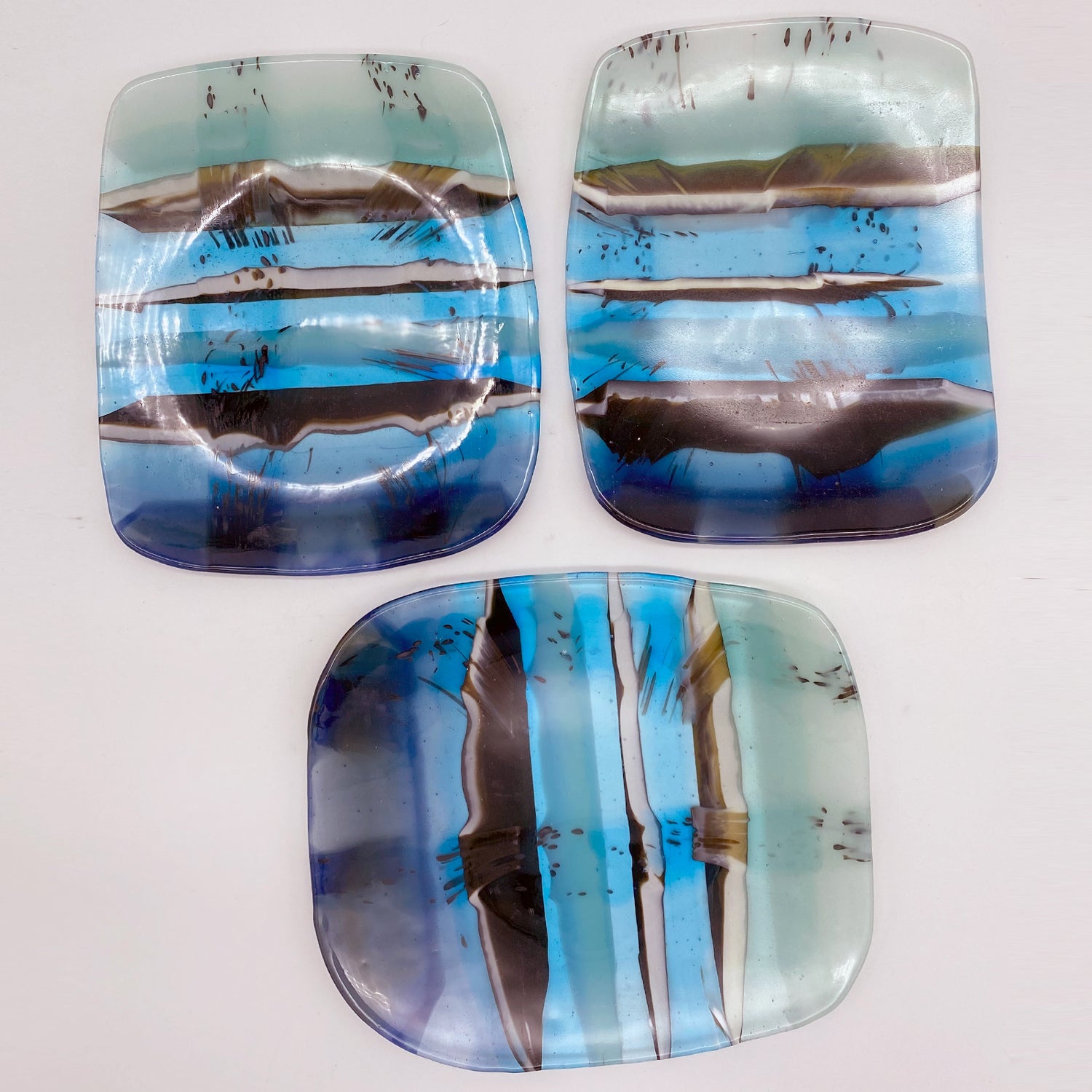 Serving Plates - One of a Kind, Beachy Blues, 3 available