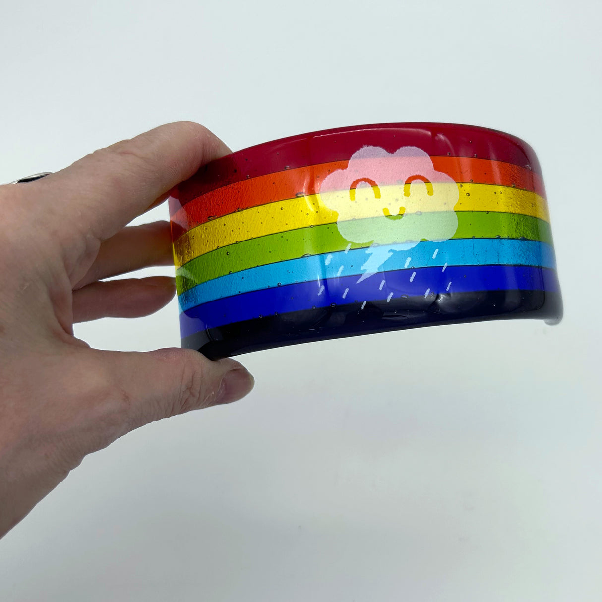 Clouds Rainbow Fused Glass Bridge - Mini