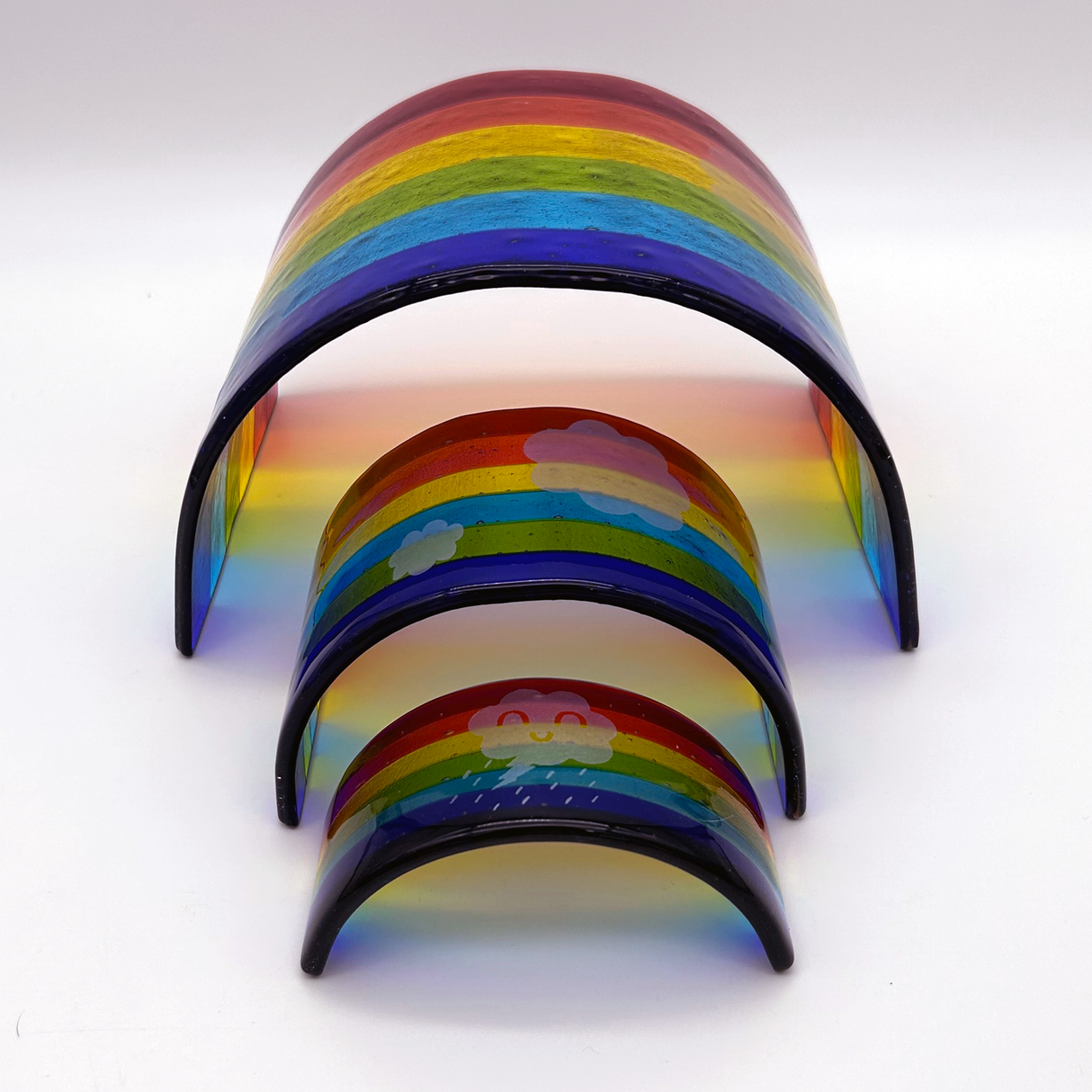Clouds Rainbow Fused Glass Bridge - Mini