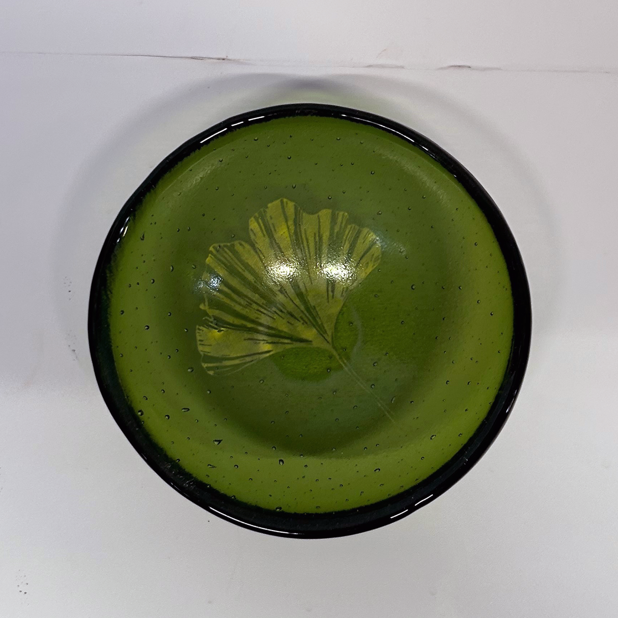 Gingko Leaves Fused Glass 5" Small Bowl