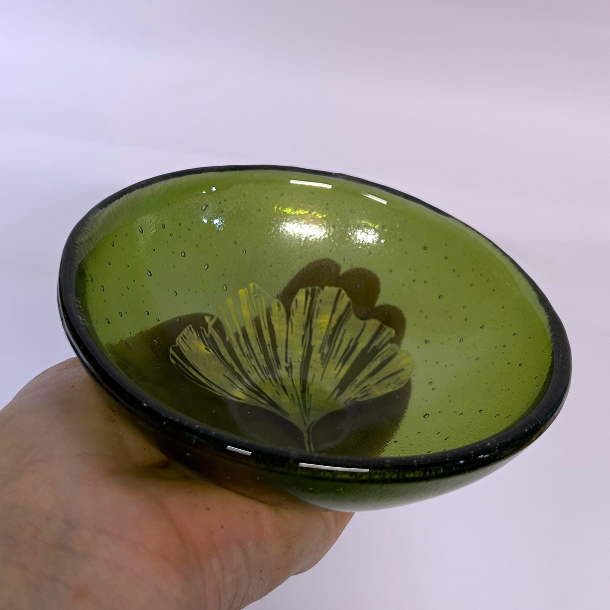 Gingko Leaves Fused Glass 5" Small Bowl