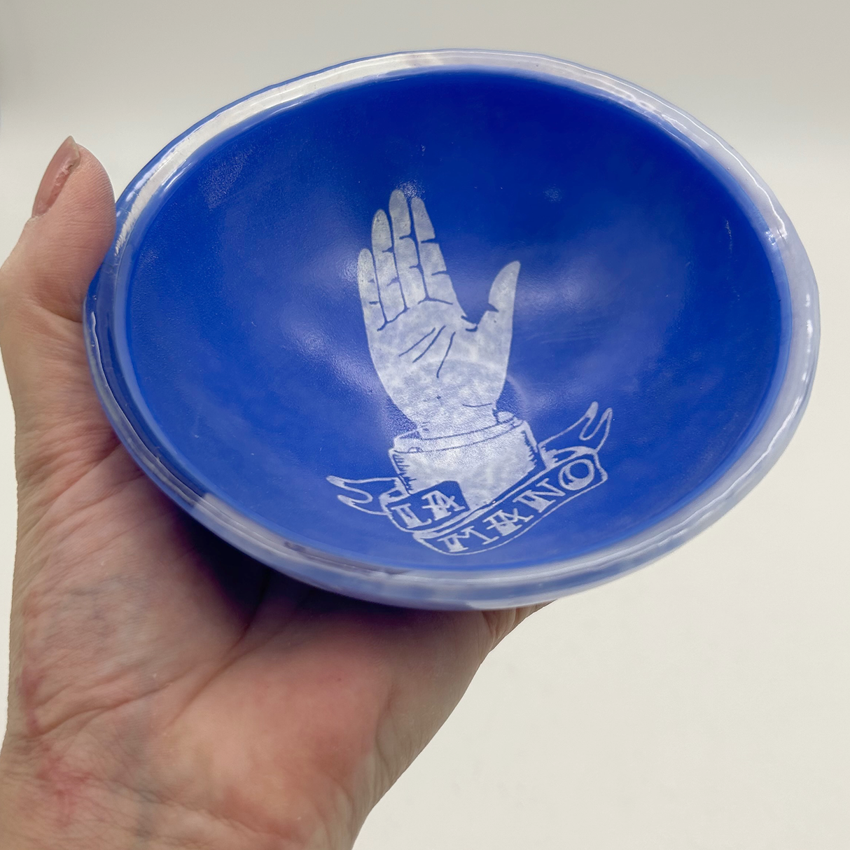 Mano Loteria Fused Glass 5" Small Bowl