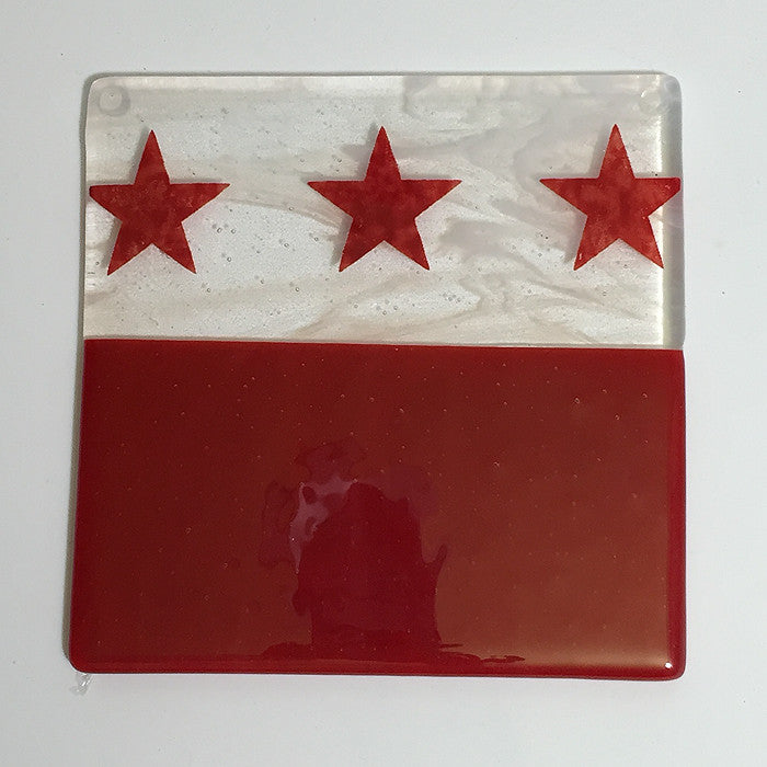Washington DC Flag Fused Glass 6" Trivet